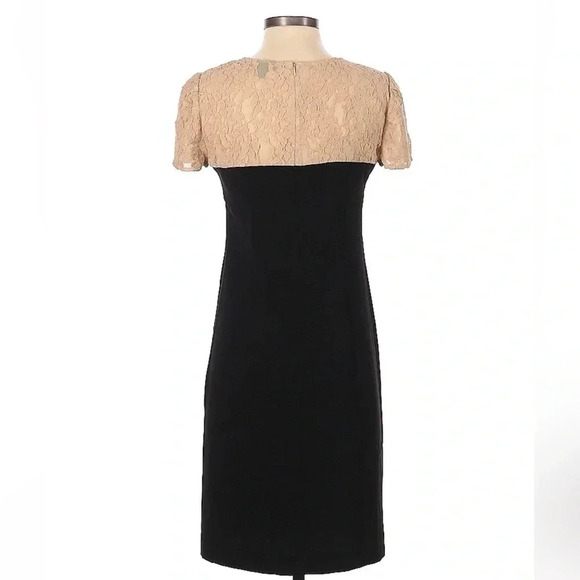 DKNY | Black & Tan Floral Lace Overlay Classic Sheath Cocktail Dress Size 2 - Picture 2 of 2